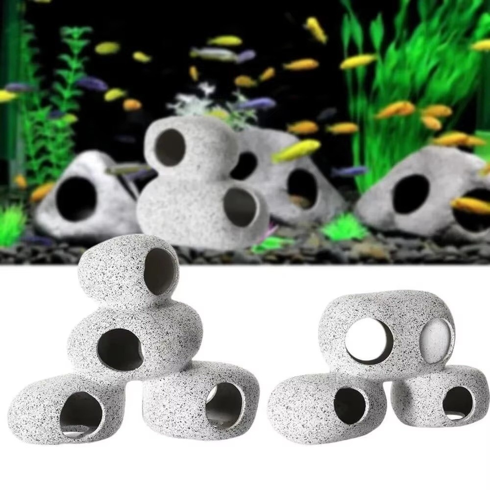Aquarium Fish Hiding Places - Lila Ton Aquarium Versteckfelsen Natürliche Optik