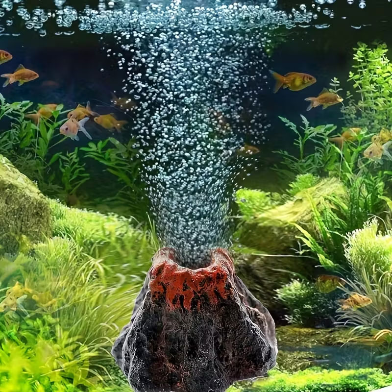Fish Toys For Aquarium - Vulkanischer Sprudelstein für Aquarien, keine Batterien