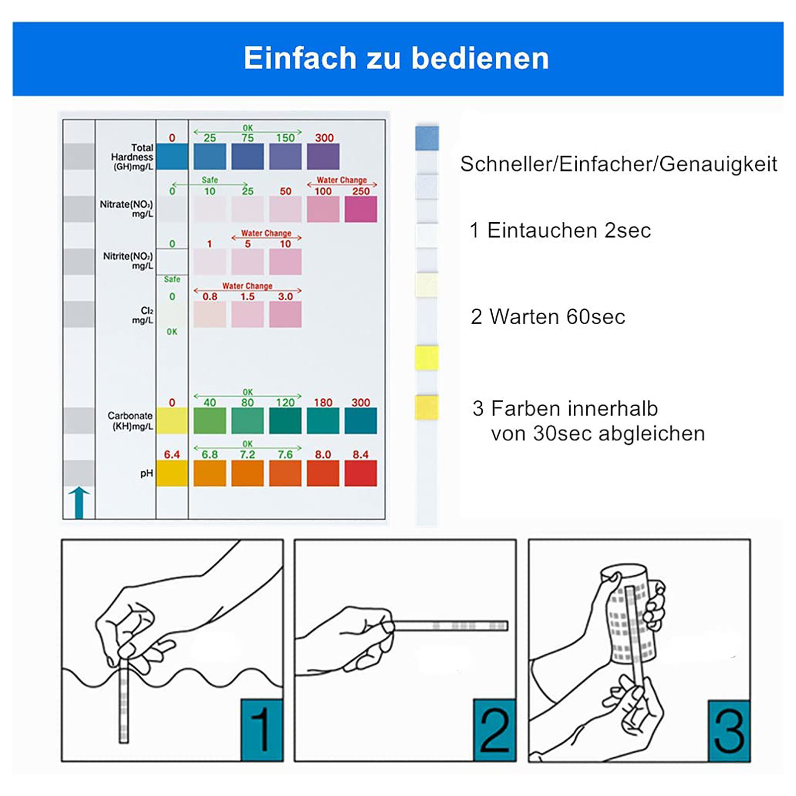 100 stücke 6-in-1 Wasser Quali – Aquarium Fish Quality Bewertung und Preis